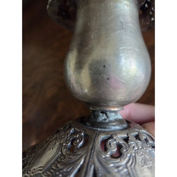 Vintage Filagree Silver Plate candle holder Stick patent No 72883 Hallmark - Picture 10 of 11
